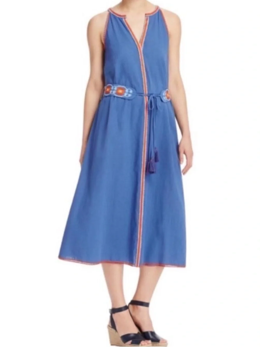 Tory Burch Navy Blue Dress with Red Trim Sz 8